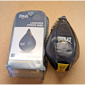 Everlast Leather Speed Bag M Med Medium Black 4241 Boxing Training